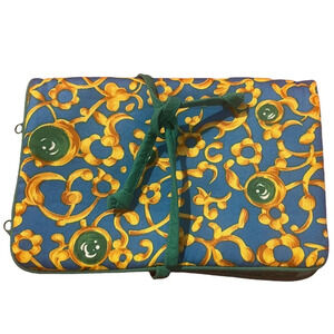 Oscar de la Renta Green Travel Clutch Makeup Bag